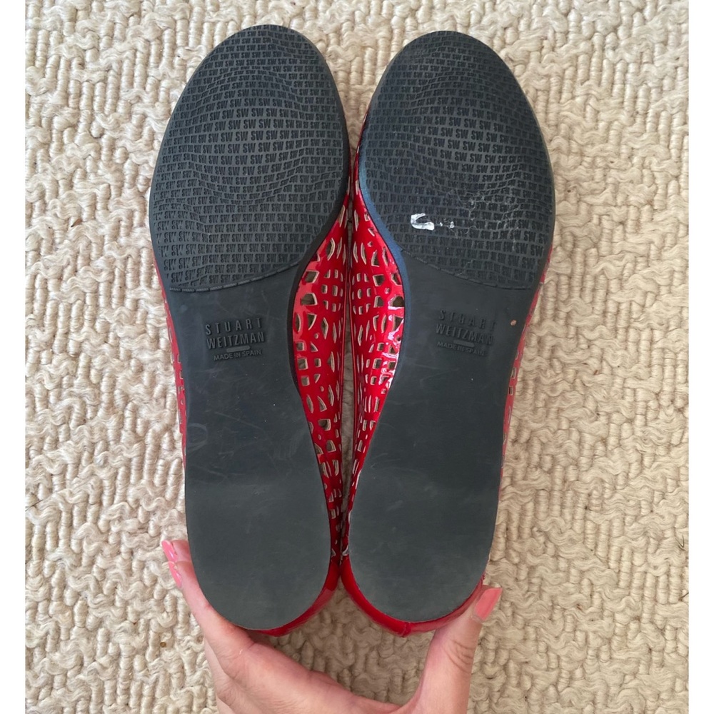 Stuart Weitzman Lasercut Ballet Flats in Red - 8 - Picture 9 of 9